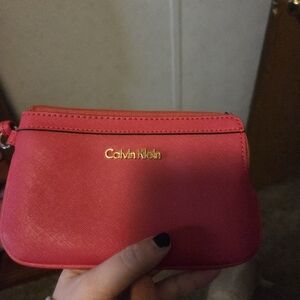 Calvin Klein coral wristlet